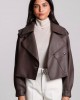 OVERSIZED LEATHER JACKET IN BROWN