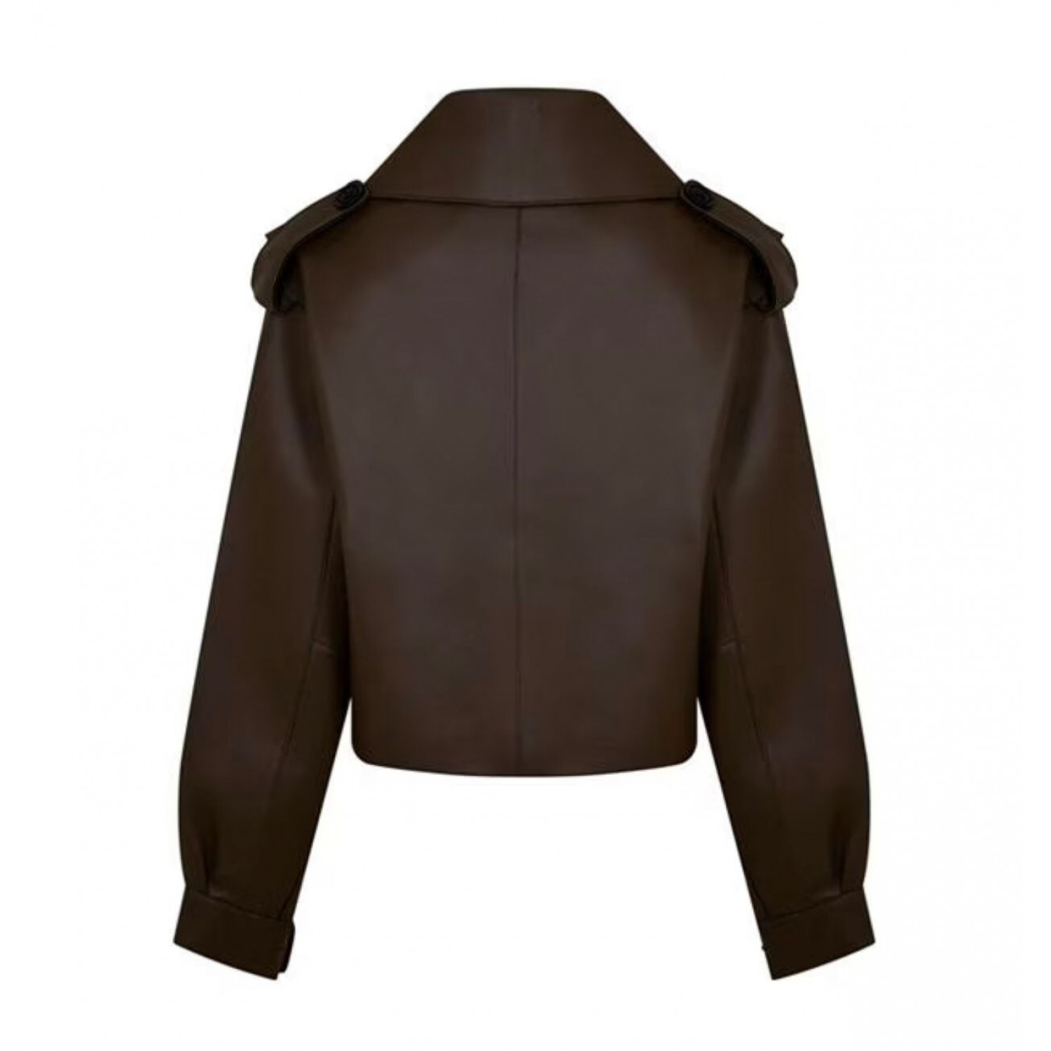 OVERSIZED LEATHER JACKET IN BROWN
