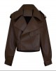 OVERSIZED LEATHER JACKET IN BROWN